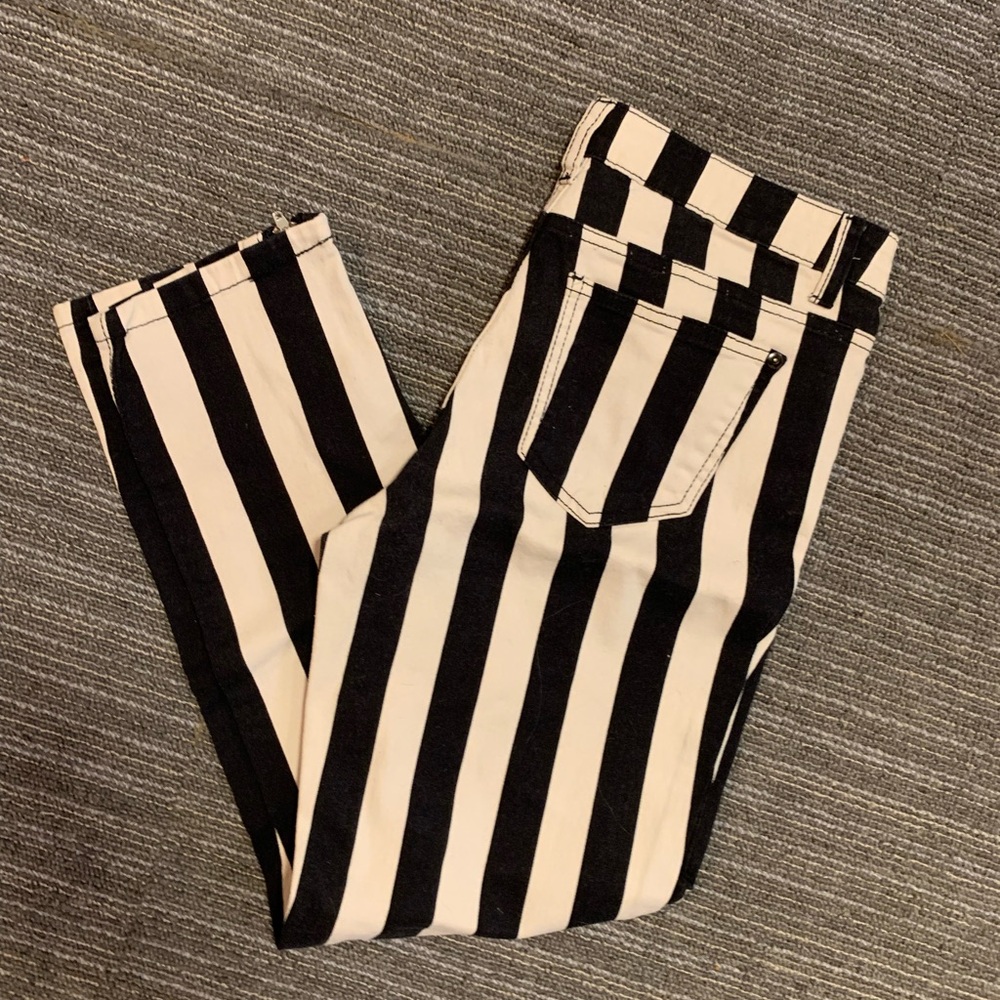 Forever 21 Striped Straight Leg Jeans
